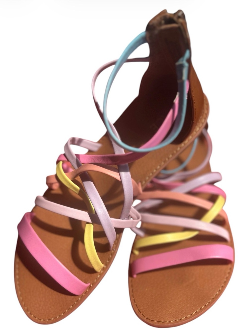The Children's Place Multicolor Pastel Strappy Sandals - Size Youth 6.